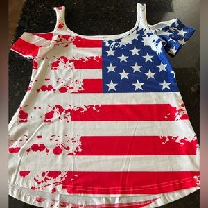 Cold shoulder 4th of July American Tshirt
